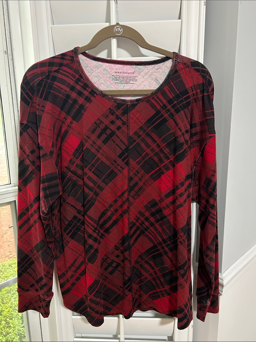 Westbound Red and Black Plaid Long-Sleeve Tee